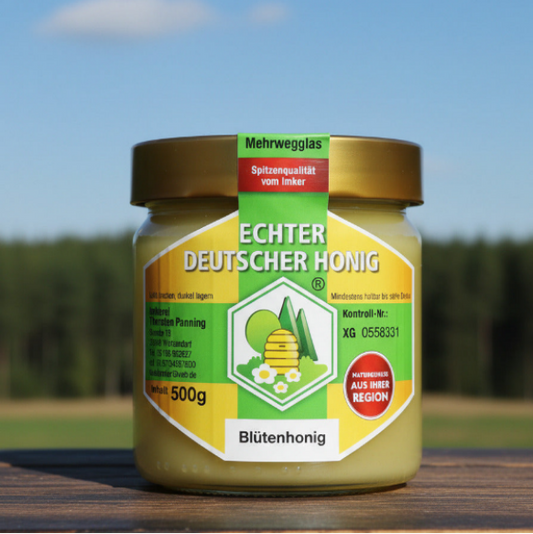 Blütenhonig im Glas - regionaler Honig aus der Lüneburger Heide