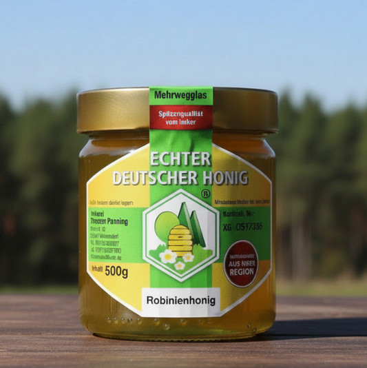 Robinienhonig - Akazienhonig im Glas - mild und lange flüssig bleibend