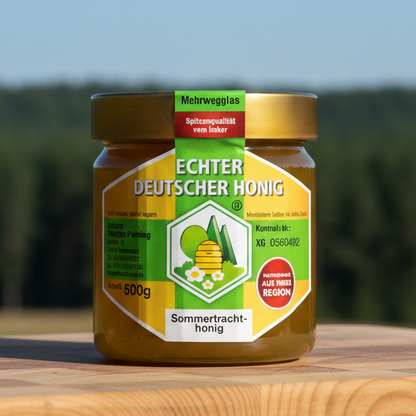 Sommertrachthonig im Glas - aromatischer Sommerhonig regional